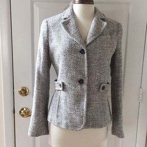 Talbots gray silver tweed blazer